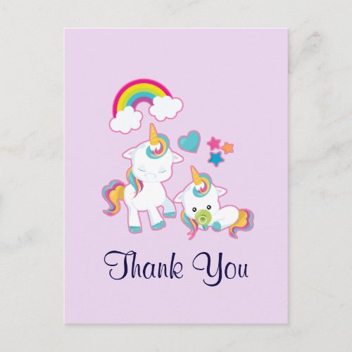 Cute Mama  Baby Unicorn Magical Thank You Postcard