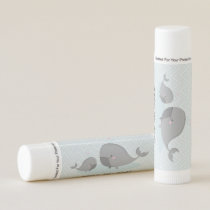 Cute Mama & Baby Whales Blue Chevron Baby Shower Lip Balm