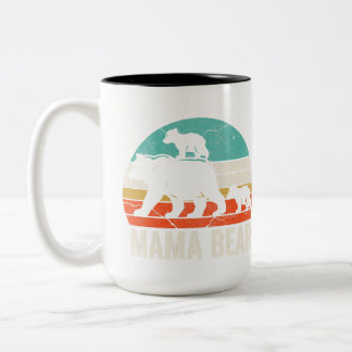 cute mama bear 2 cubs mama bear twin t mom 2 kids Two-Tone coffee mug