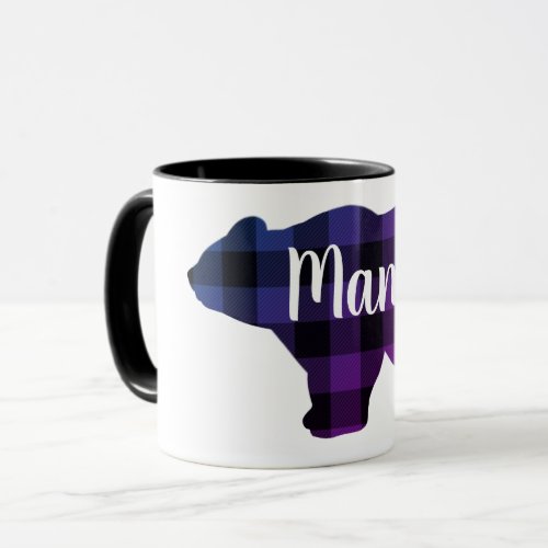 Cute Mama bear_ blue purple pink plaid  Mug