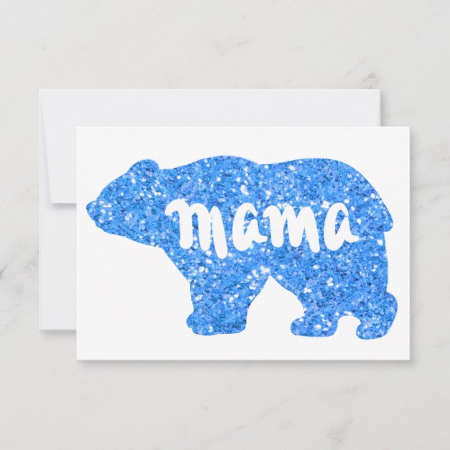 Cute Mama bear blue sparkle design for her Card (Front)