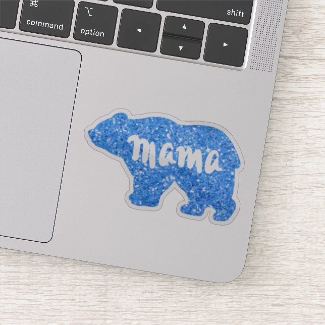 Cute Mama bear blue sparkle design for her Sticker (Detail)