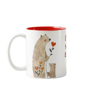 Cute Mama Bear& Cub Best Mom Ever Mother's Day Two-Tone Coffee Mug