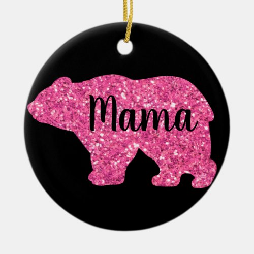 Cute Mama bear design mothers day gift black Ceramic Ornament