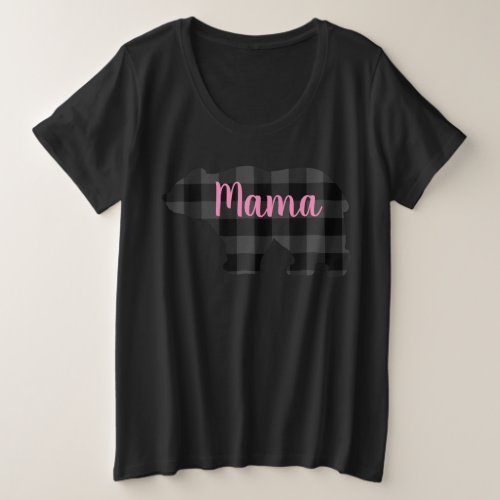 Cute Mama bear design mothers day gift black  Plus Size T_Shirt
