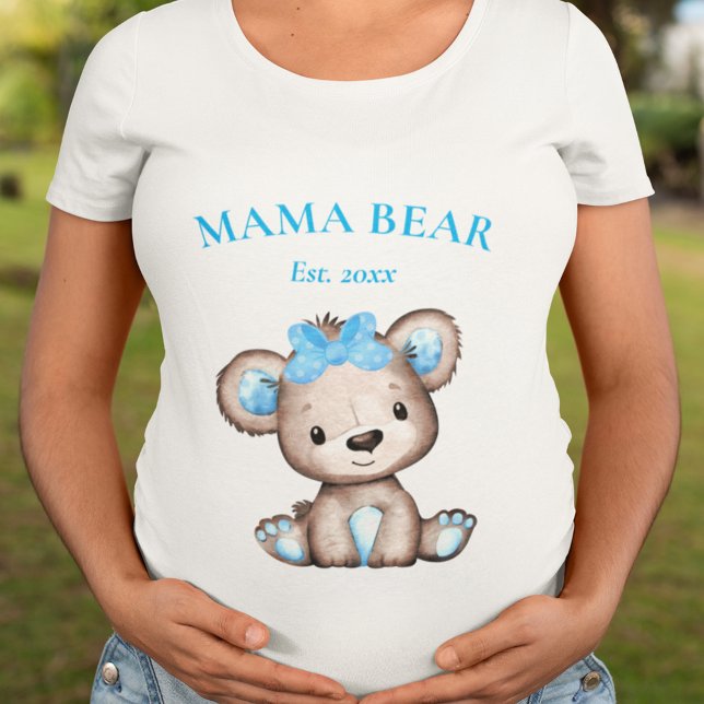 Cute Mama Bear Established Date Baby Shower Plus Size T-Shirt (Creator Uploaded)
