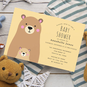 Cute Mama Bear Gender Neutral Baby Shower Invitation