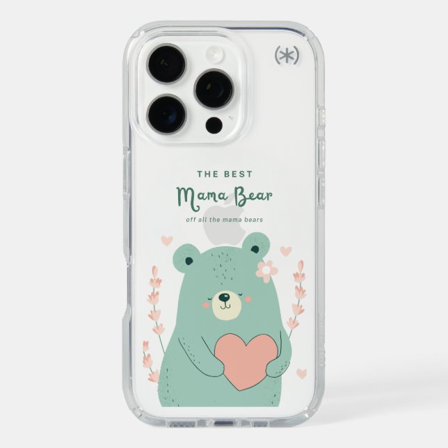 Cute Mama Bear Heart Floral Phone Case (Front)