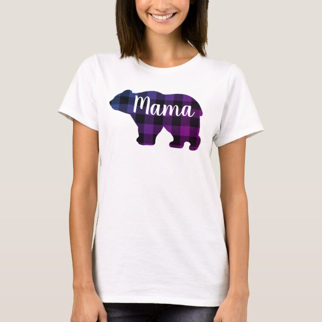 Cute Mama bear purple design mothers day gift T-Shirt (Front)