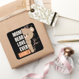 Cute Mama Bear Text Illustration Square Sticker