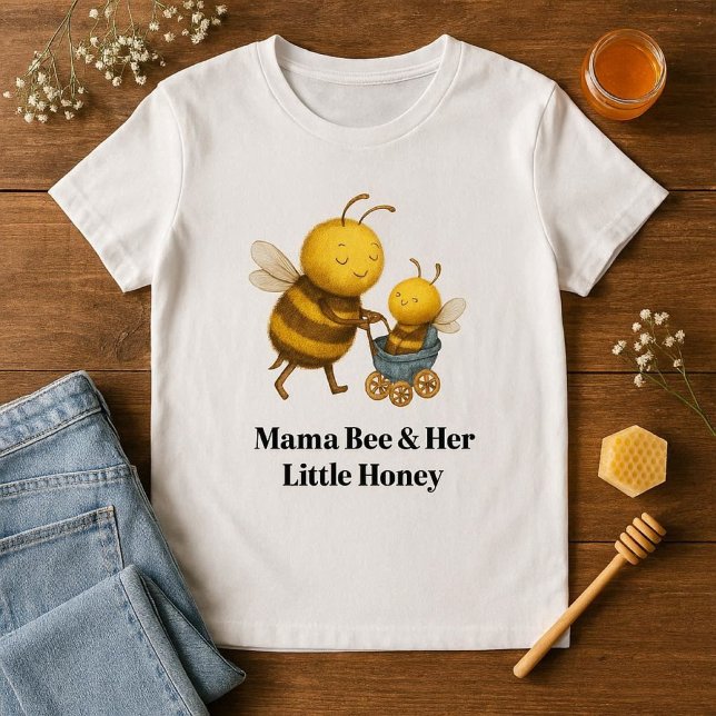 Cute Mama Bee & Her Little Honey Mother's Day  Tri-Blend Shirt (Cute watercolor illustrated Moma bee & baby bee.  Gift Idea for Mother's Day )