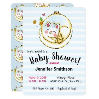 Cute Mama Cat and Kittens Baby Shower Invitations