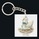 Cute Mama Goose Vintage Farm Animal Mom Goose Keychain<br><div class="desc">Celebrate motherhood with this adorable “Mama Goose” design! This artwork features a sweet watercolor-style goose wearing a floral bow, perfect for moms who love farmhouse décor, cottagecore aesthetics, and charming vintage-inspired prints. Ideal for Mother’s Day, pregnancy announcements, baby showers, or simply gifting a special mom. ✨ Perfect For: – Mother’s...</div>