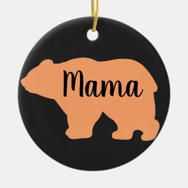 Cute Mama orange bear design mothers day gift Ceramic Ornament (Front)