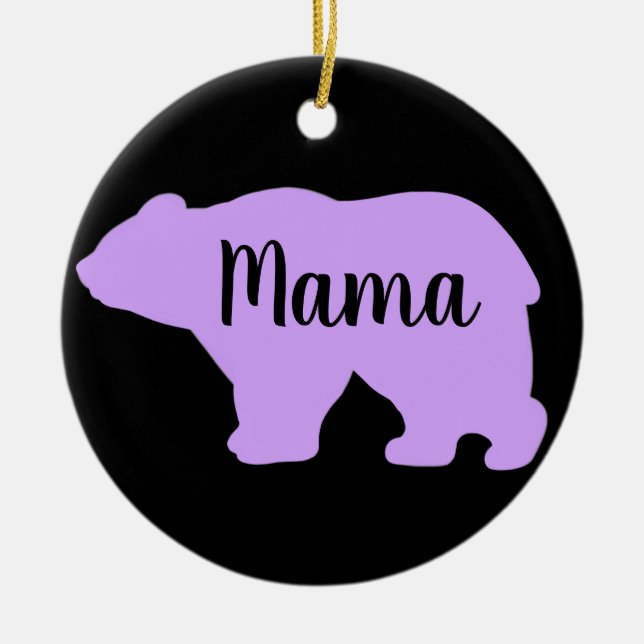 Cute Mama purple bear design mothers day gift Ceramic Ornament (Front)