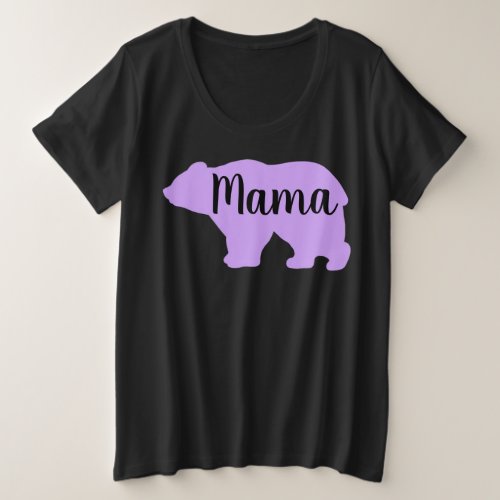 Cute Mama purple bear design mothers day gift Plus Size T_Shirt