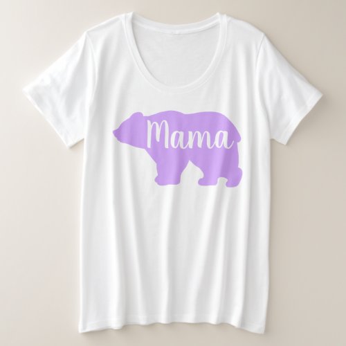 Cute Mama purple bear design mothers day gift Plus Size T_Shirt