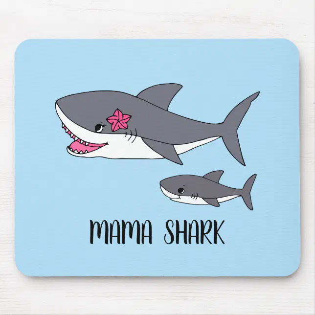 Cute Mama Shark and Baby Shark Mouse Pad | Zazzle