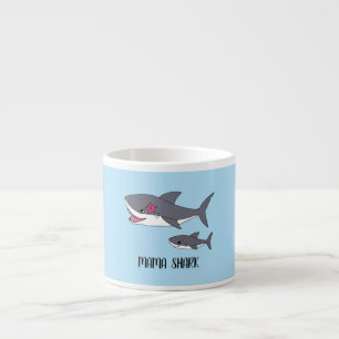 Cute Mama Shark and Baby Shark Mug