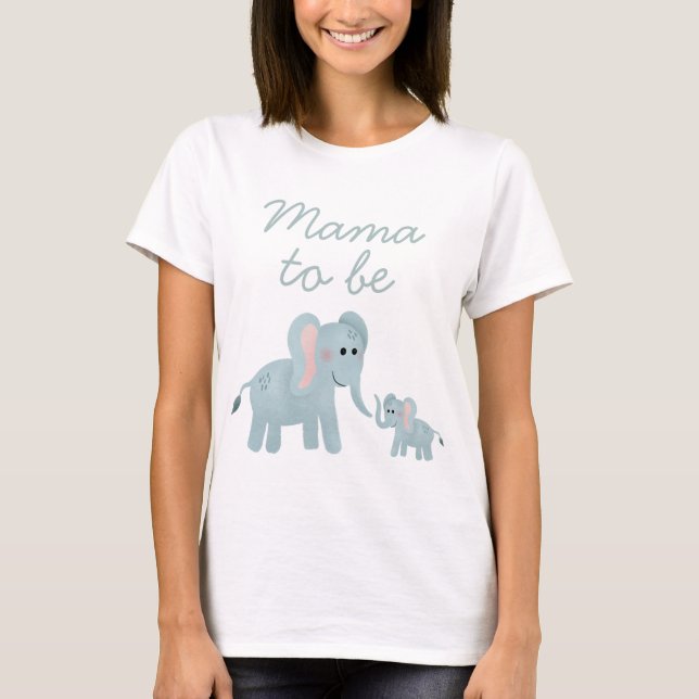 Cute Mama to be Safari Elephant Baby Shower T-Shirt (Front)