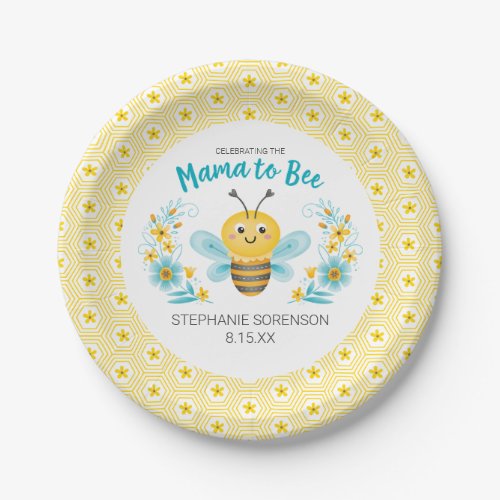 Cute Mama to Bee Baby Shower Paper Plates