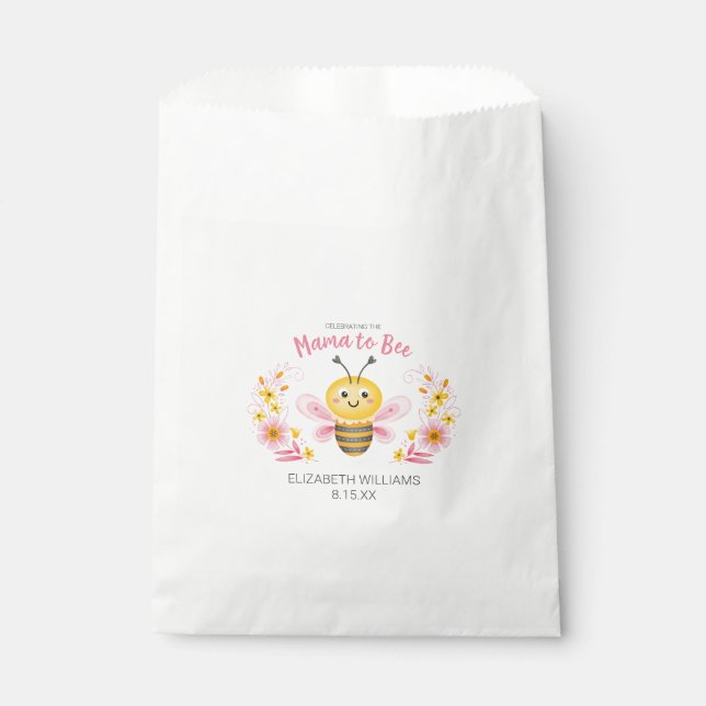 Cute Mama to Bee Girl Baby Shower Favor Bag (Front)