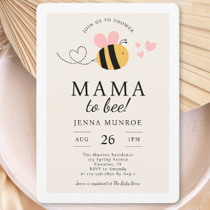 Cute Mama To Bee Pink Baby Shower Invitation