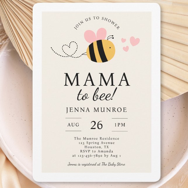 Cute Mama To Bee Pink Baby Shower Invitation (Creator Uploaded)