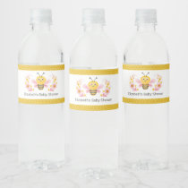 Cute Mama to Bee Yellow Pink Baby Shower Water Bottle Label