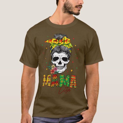 Cute Mamacita Skull Messy Bun Cinco De Mayo Mom Fa T_Shirt