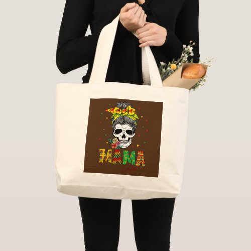 Cute Mamacita Skull Messy Bun Cinco De Mayo Mom Large Tote Bag