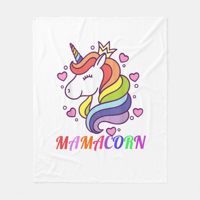 Cute Mamacorn Unicorn Mom Birthday Outfit Rainbow  Fleece Blanket (Front)