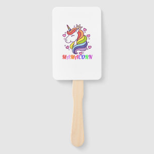 Cute Mamacorn Unicorn Mom Birthday Outfit Rainbow  Hand Fan