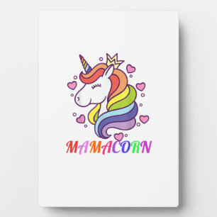 Cute Mamacorn Unicorn Mom Birthday Outfit Rainbow Plaque