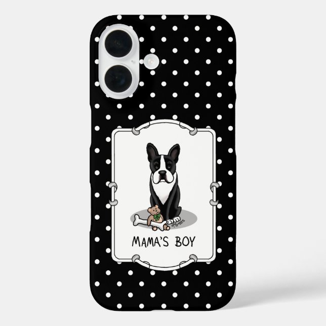 Cute Mama's Boy Boston Terrier (black) Case-Mate iPhone Case (Back)