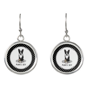 Cute Mama's Boy Boston Terrier (black) Earrings