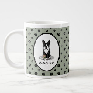 Cute Mama's Boy Boston Terrier (black) Giant Coffee Mug