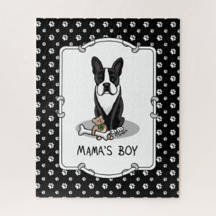 Cute Mama's Boy Boston Terrier (black) Jigsaw Puzzle