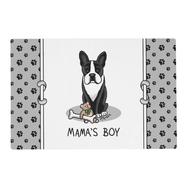 Cute Mama's Boy Boston Terrier (black) Placemat (Front)