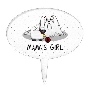 Cute Mama's Girl #2 Maltese Dog - Maltese Mom Cake Topper