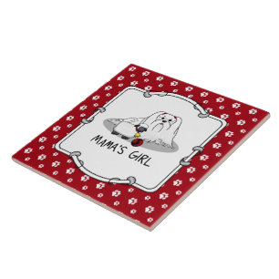 Cute Mama's Girl #2 Maltese Dog - Maltese Mom Ceramic Tile