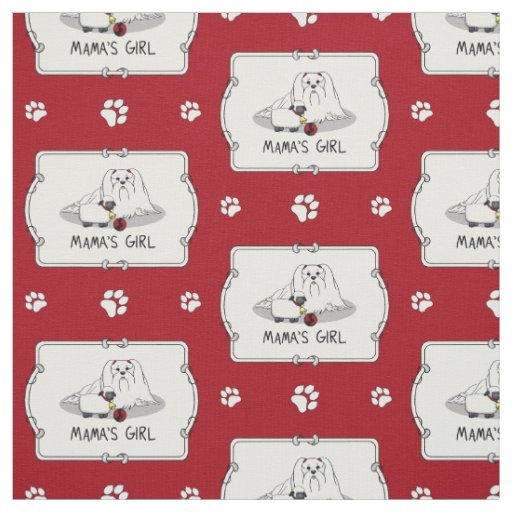 Cute Mama's Girl #2 Maltese Dog - Maltese Mom Fabric