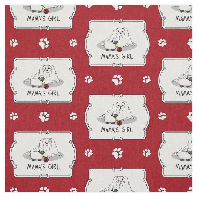 Cute Mama's Girl #2 Maltese Dog - Maltese Mom Fabric (Swatch)