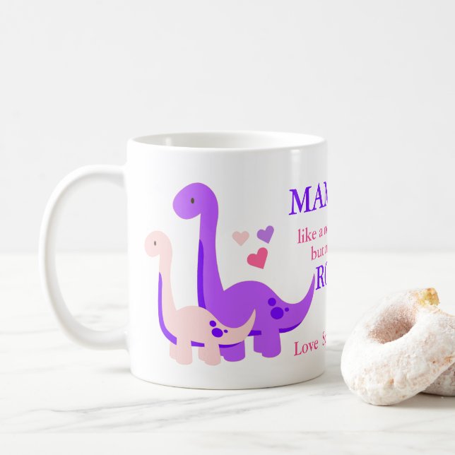 Cute Mamasaurus Mother's Day  Coffee Mug (With Donut)