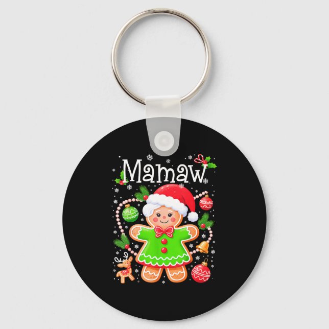 Cute Mamaw Gingerbread Family Matching Christmas C Keychain (Front)