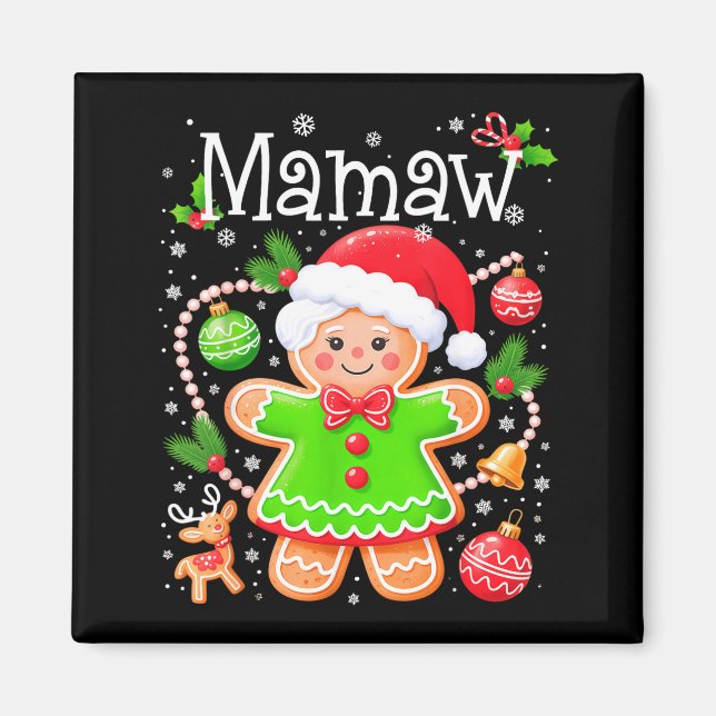 Cute Mamaw Gingerbread Family Matching Christmas C Magnet (Front)