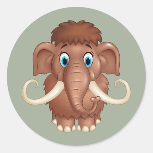 Cute Mammoth cartoon Classic Round Sticker