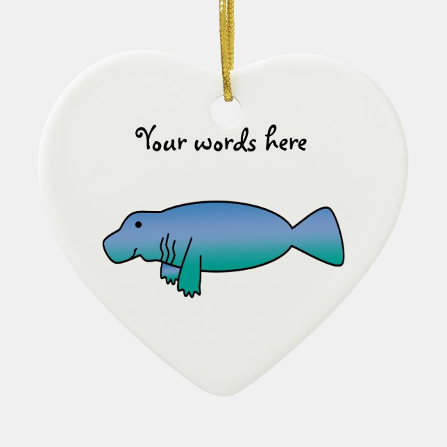 Cute manatee ceramic ornament (Front)