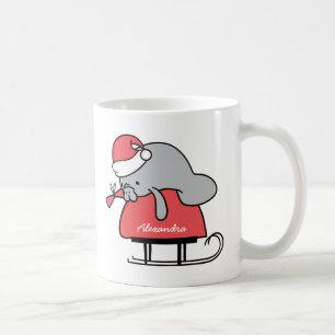 Cute Manatee Christmas Name Mug