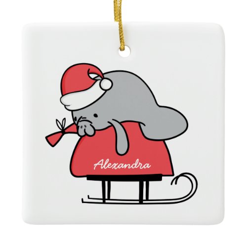 Cute Manatee Christmas Ornament